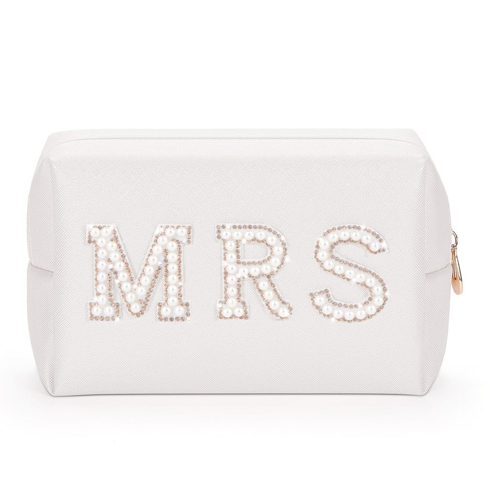 Mrs Letter Cosmetic Bag, Bridal Shower Gifts Small Pu Waterproof Makeup Bag,🌺